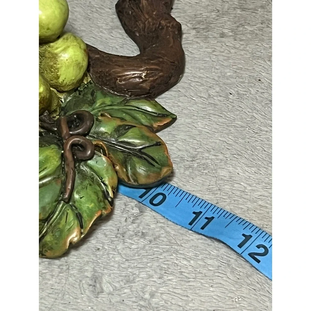 Vintage Ceramic Green Grape Cluster Wall Plaque Kitchen Vineyard Country Decor
